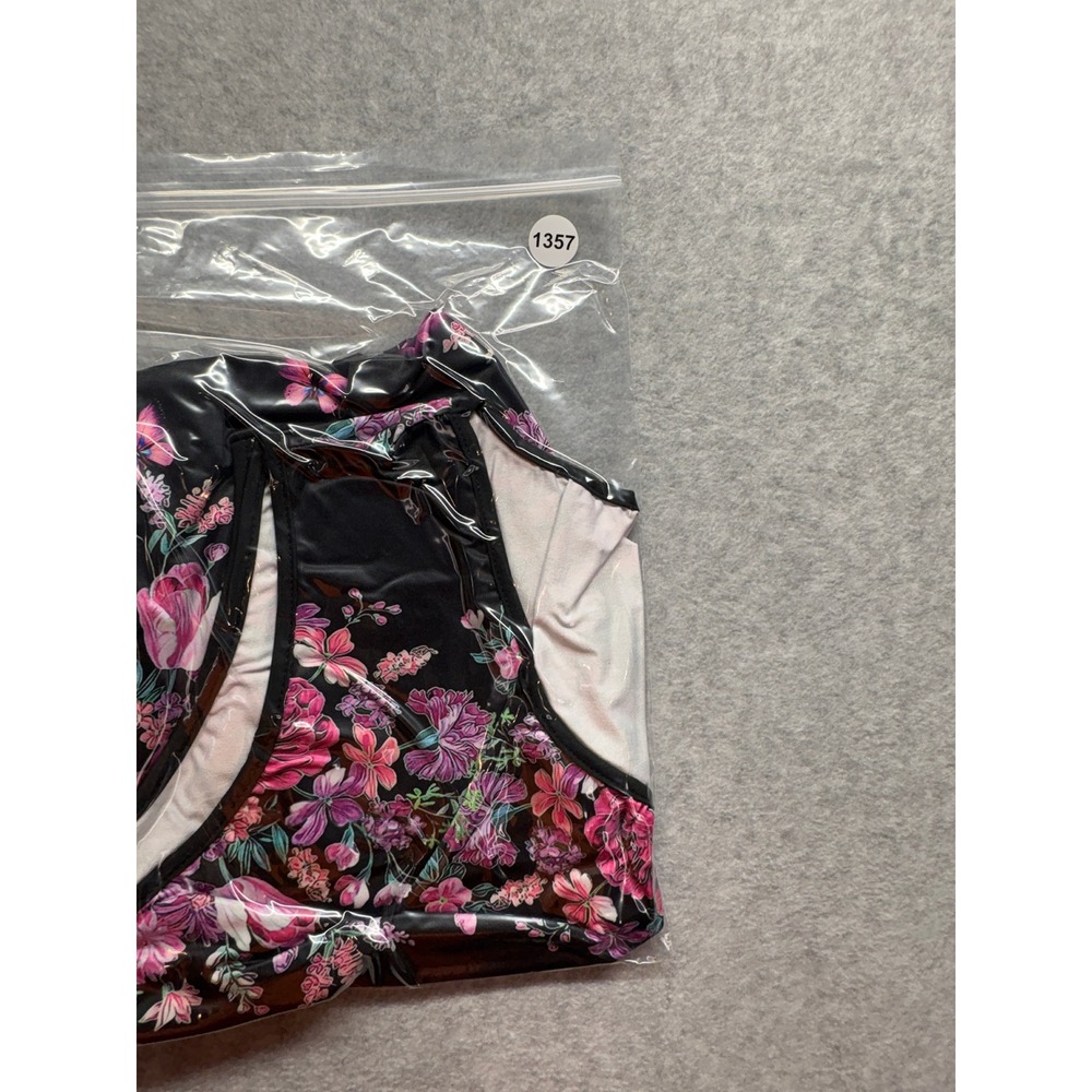 Chaos Monkey 7XL Butterfly Floral Tank Top Black Pink Sleeveless Plus Size - Picture 11 of 11